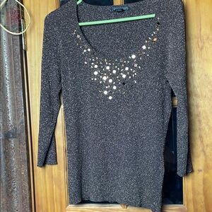 “August Silk” Black and Gold light sweater , Size M